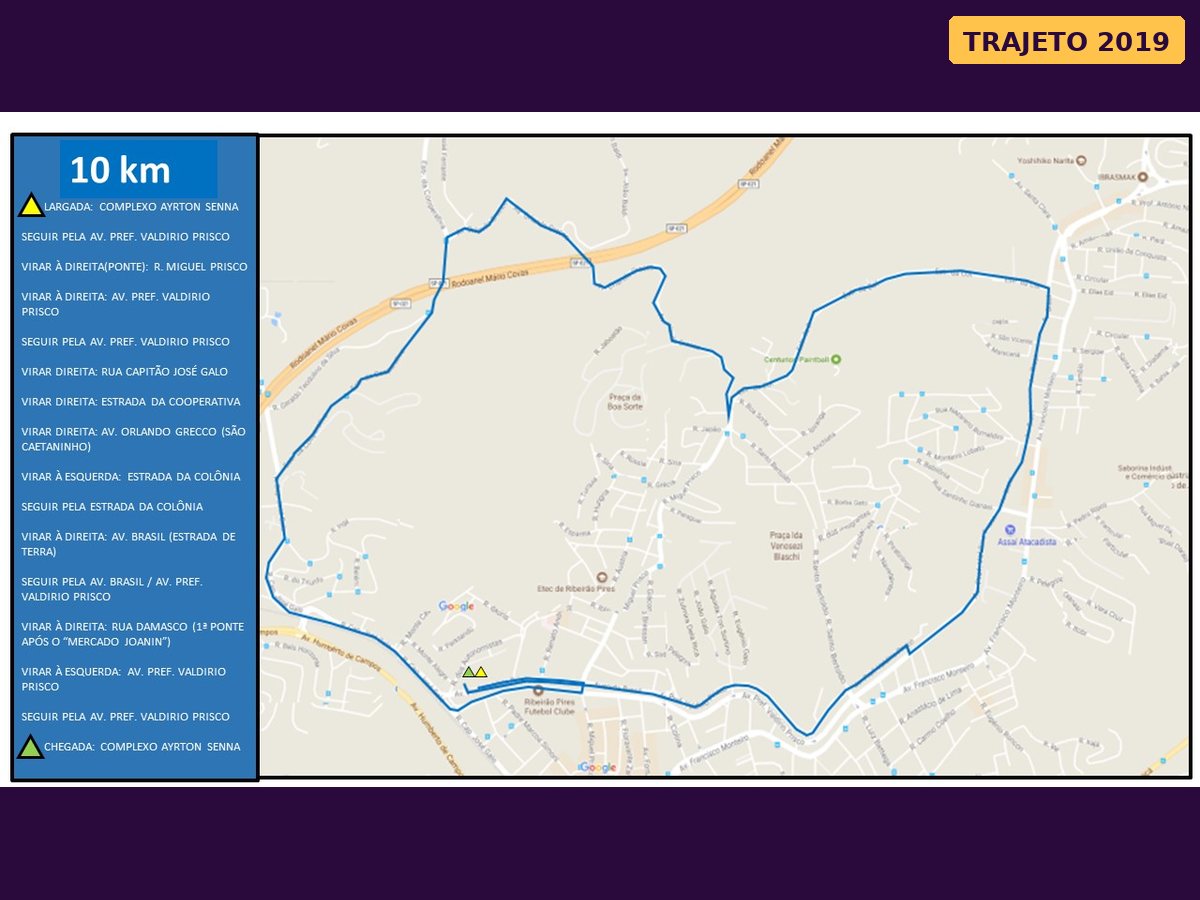 Mapa ilustrativo do percurso de 10 km