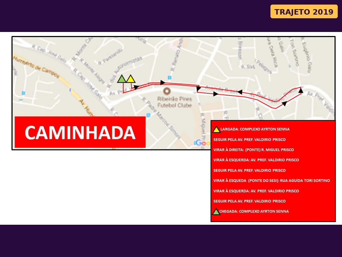 Mapa ilustrativo do percurso de 2,5 km